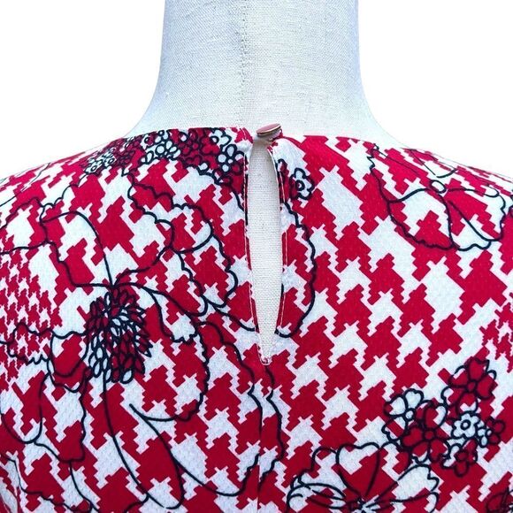 Brooks Brothers Refined Red Floral Belted Knee Length Dress Preppy Size 8 - Picture 8 of 10